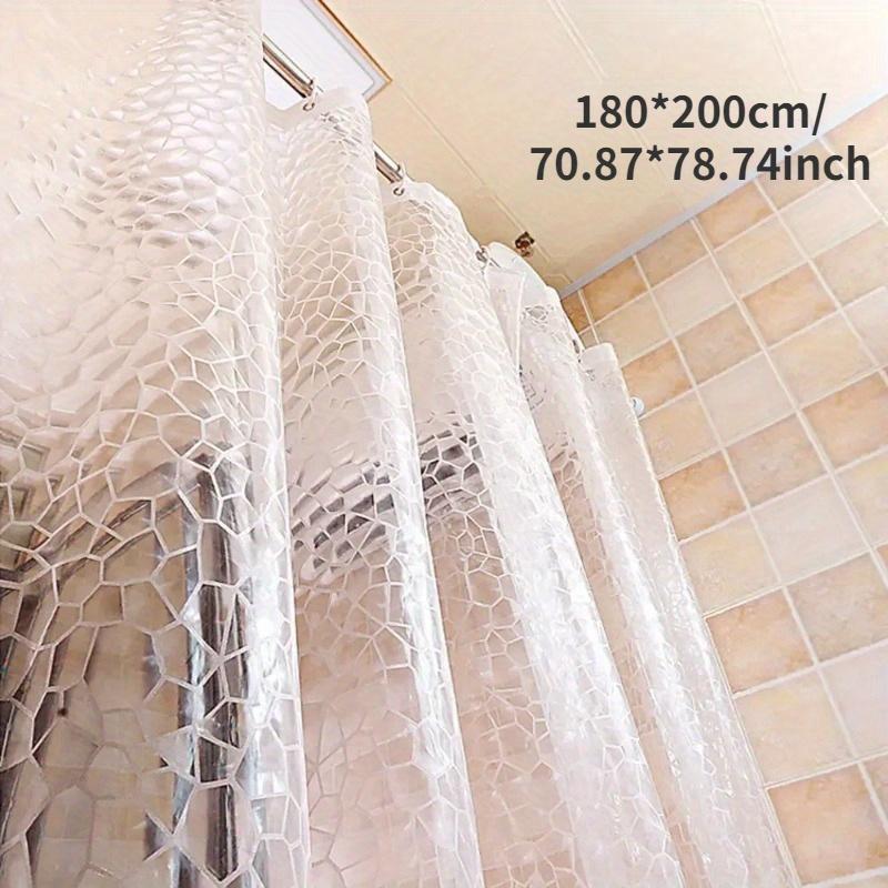 Waterproof Bathroom Shower Curtain Transparent Bathroom Curtain with Hooks Thickened Bathing Sheer Wide Bath Curtain