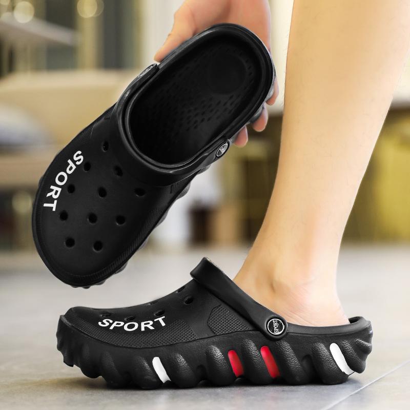 Cool Slippers Outside Hole Shoes, Outdoor Non-Slip Thick-Soled Beach Shoes With Soft Soles, Two Driving Sandals, Men'S Trendy Models
