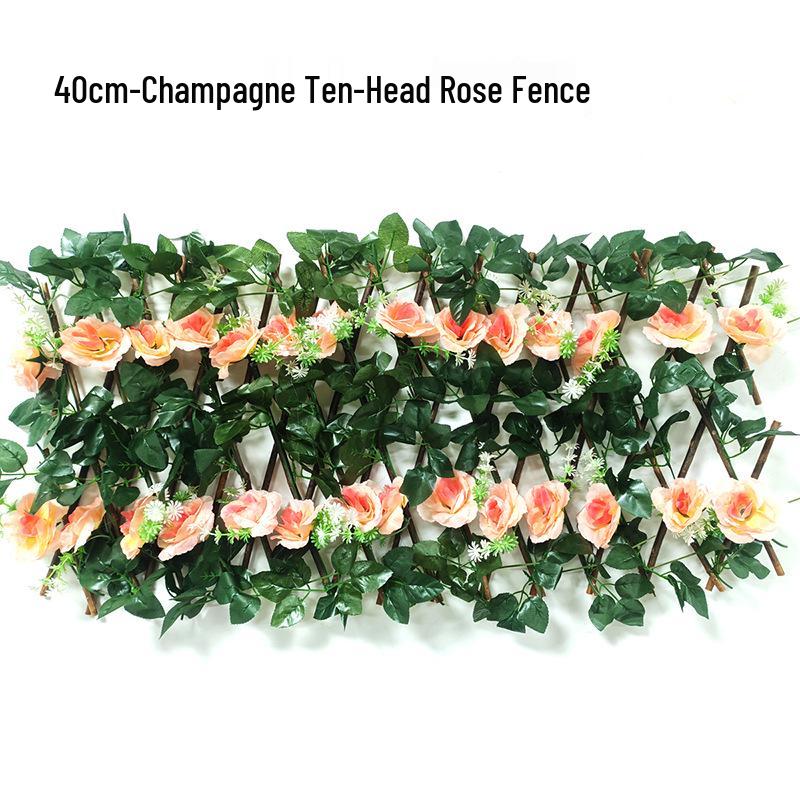 Retractable Grille with Faux Greenery for Balcony or Garden Decoration