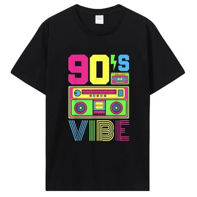 90'lar Vibe 1990 Tarzı Moda 90 Tema Kıyafet Doksanlar Kostüm T-Shirt Komik Grafik Tee Üstleri Kadın Moda Giyim Büyük Boy