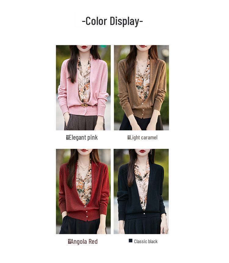 Erdos Damen Kaschmir-Cardigan mit langen Ärmeln - 2024 Herbst Dünner Wollstrick Zweiteiliger Pullover