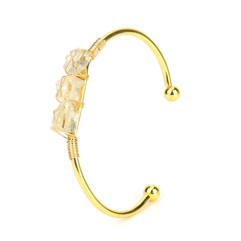 Color Retaining Natural Rough Stone Crystal Amethyst Winding Hand Woven Bracelet B52 gold plated цитриновый
