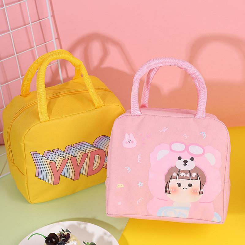 Large Capacity Cartoon Bento Bag Oxford Cloth Lunch Tote Insulated Storage Canvas Lunch Box Bag
