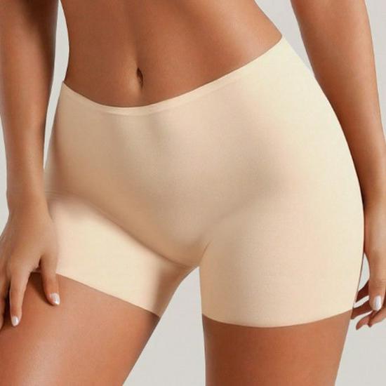 Women's No-Roll Boxer Briefs: Solid Color, Anti-Exposure, Two-in-One Safety Shorts.
