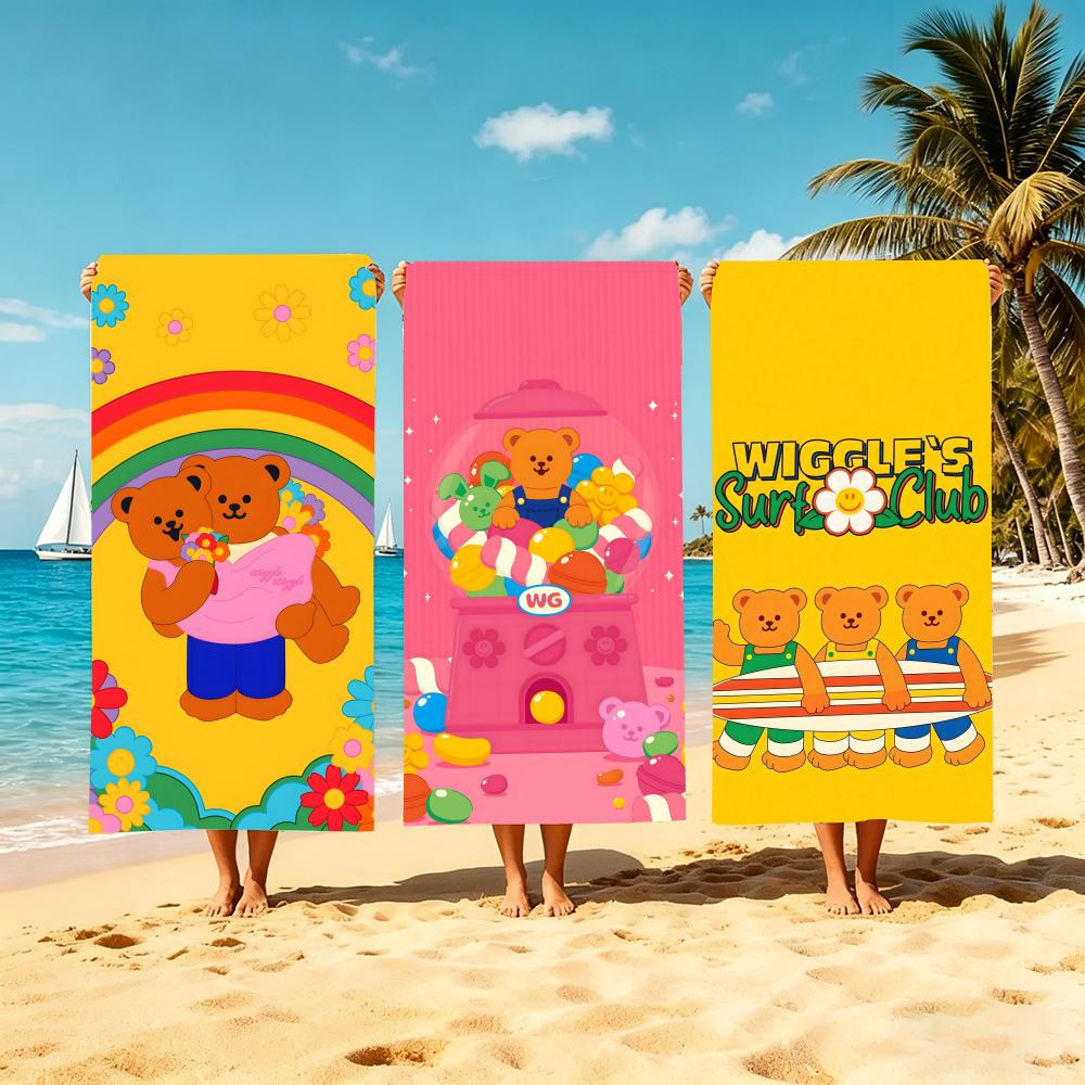 Cartoon Wiggle Cartoon Towel Microfiber Beach Towel Quick Dry Absorbent Soft for Swimming Yoga Resort Travel Camping