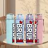 1PC Bruh Red Bold Letter Mark 750ml Color Plastic Water Bottle Leakproof Flip Straw Lid For Sports Office Home Use