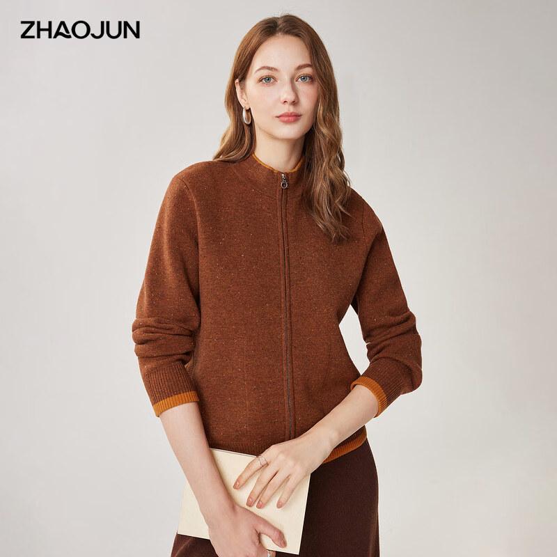 Zhaojun Women's 100% Wool Zipper Cardigan