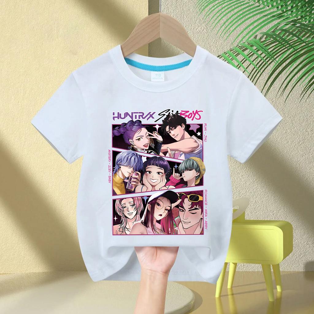 T-Shirts Girls Children's T-shirt Cartoon Printed Fashion Casual Top Crew Neck Cartoon Girl T-Shirt Casual Girl Clothes