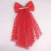 Heart Print Mesh Bow Hair Clips For Women Romantic Red Tull Ponytail Hairpins Girls Valentine's Day Headwear Hair Accessories