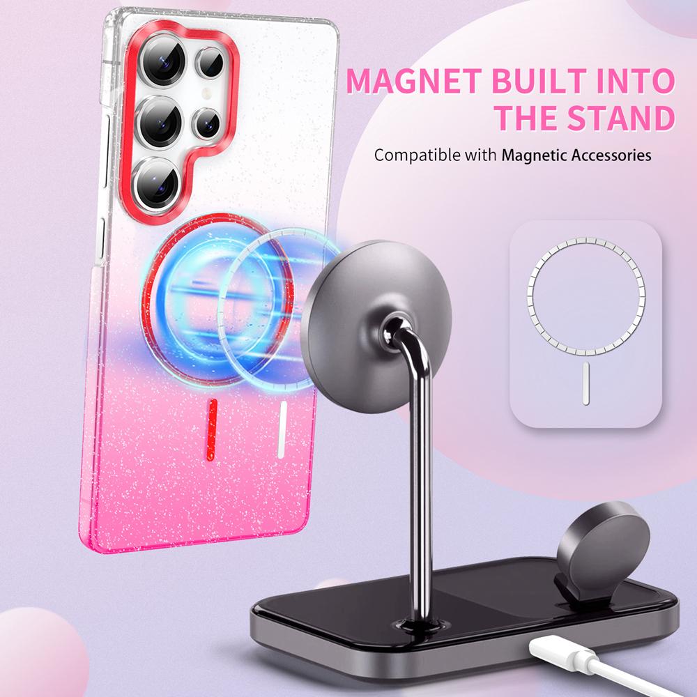 KEYSION Luxury Gradient Glitter Magnetic Phone Case for Samsung Galaxy A55 5G A35 A25 A15 A05S Transparent Hard PC Shockproof Cover