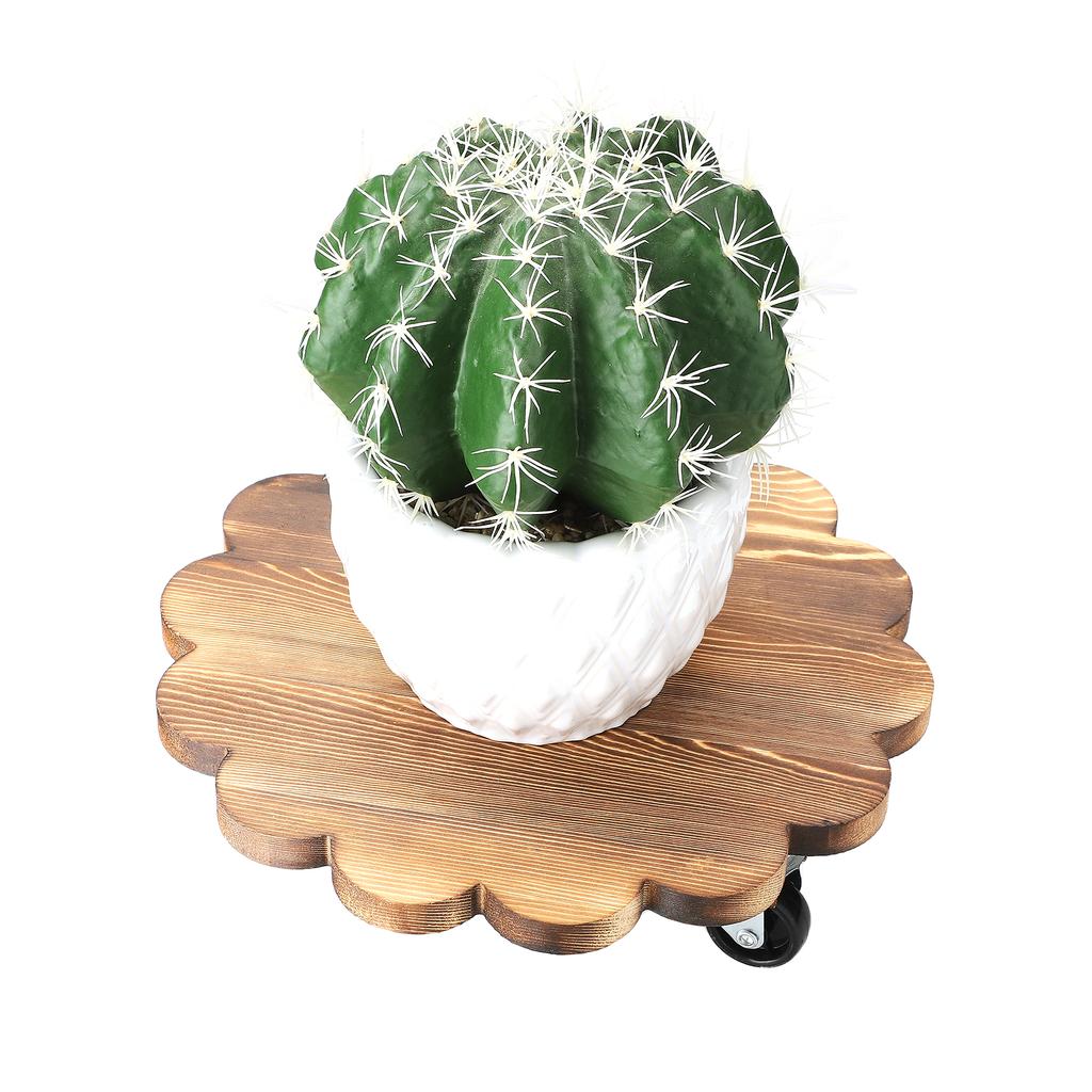 Wooden Plant Stand with Wheels Heavy Duty Rolling Plant Stand for Plant Pots