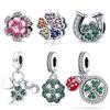 925 Silver Lucky Four-Leaf Clover Series Charm Butterfly Spring Spacer Beads Suitable For Pan Exquisite Bracelet