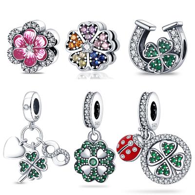 Copper Lucky Four-Leaf Four-Leaf Clover Series Collection Charm Butterfly Spring Spacer Piece Beads Compatible With Pan Original Bracelet