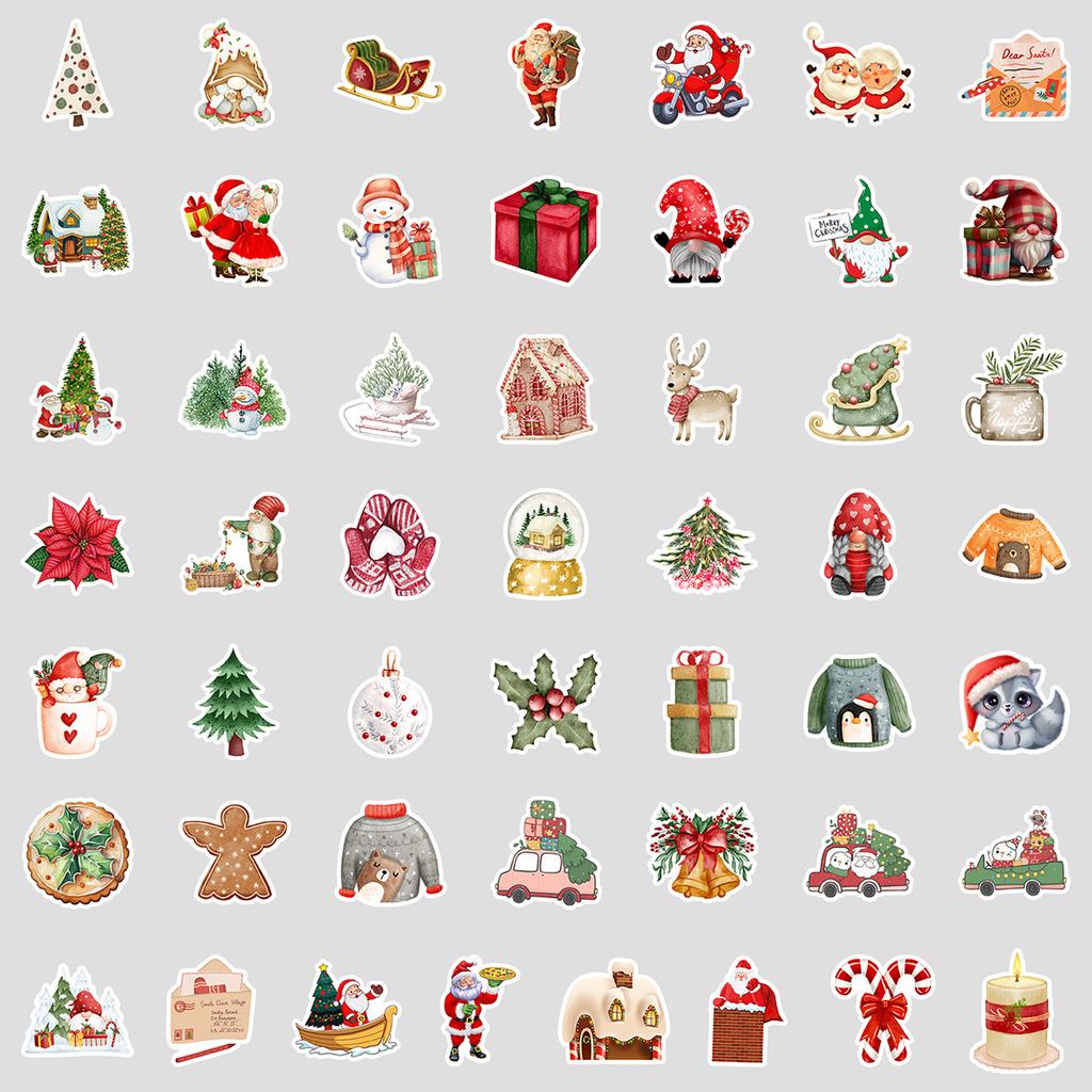 50 Christmas Decoration Graffiti Stickers Mobile Phone Computer Waterproof Stickers Christmas Holiday Stickers