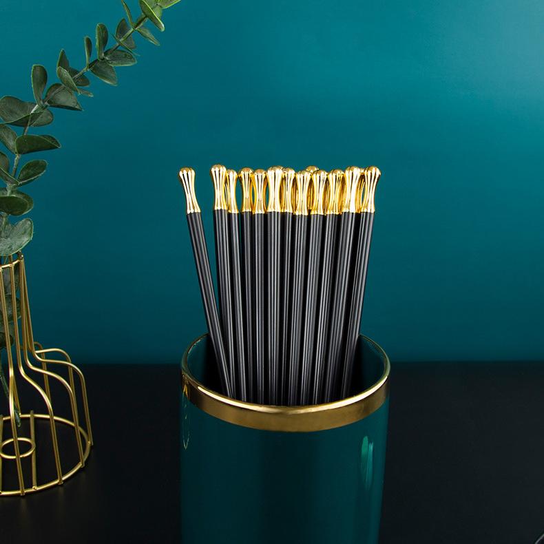 5/10/15Pairs Non-slip High Temperature Resistant Chopsticks Chinese Alloy Chopsticks Reuse Eco-friendly Hot Pot Public Tableware