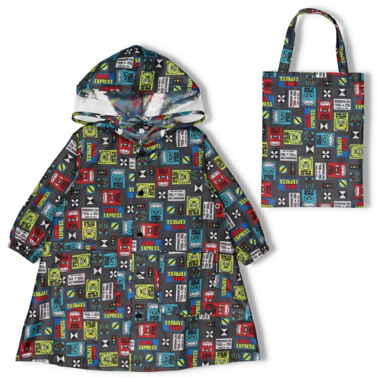 Детский дождевик Foret с принтом детского скоростного поезда Синкансэн (Черный, Размер S) B15892