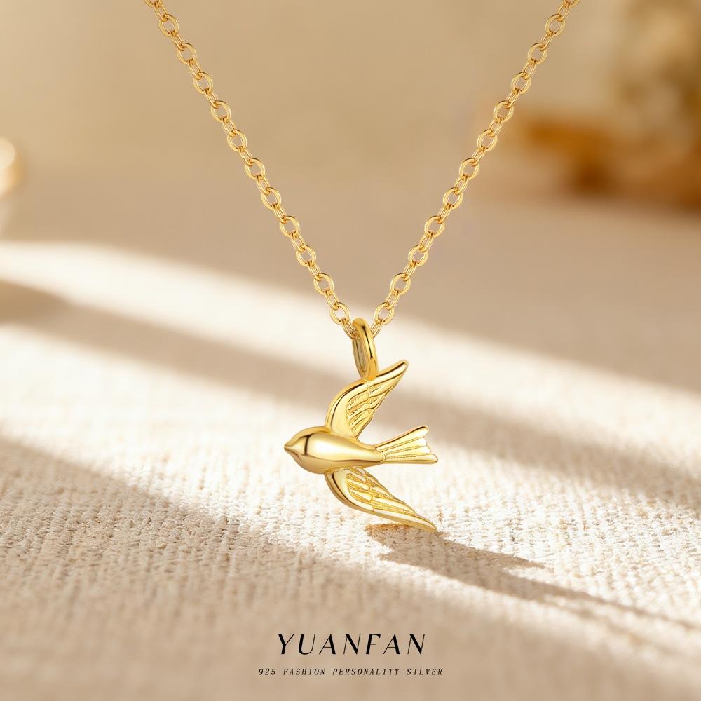 925 Sterling Silver Evropský a Americký Styl Personalizovaný Ptačí Náhrdelník Dámský Niche Designový Smysl Módní Ins Šťastný Ptačí Řetízek na Klíční Kost