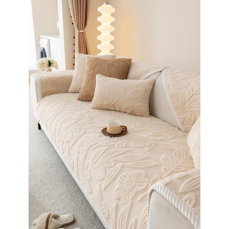 Rabbit Down Cut Flower Winter Sofa Cushion Anti-cat Scratch Sofa Cover Upholstery Backrest Towel Seat Cushion