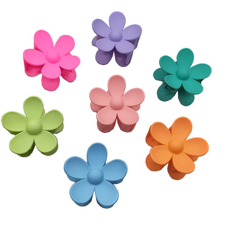 Matte Flower Hair Claw: Five-Petal Clip for Updo & Ponytail