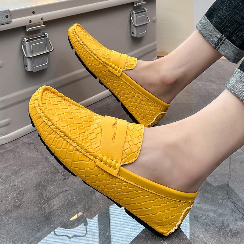 Herren Mokassins Loafer Fahrschuhe Komfort Leder Flats Lässige Slipper Übergröße Farbe Blau Erbsenschuhe Übergröße
