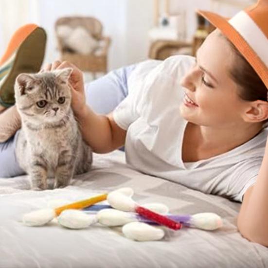 6Pcs Cotton Swab Cat Toys Felt Giant Swab Catnip Cat Toys Kitty Chew Sticks Kitten Kicker Toys for Indoor Cats Teething Enrichment