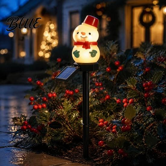 Outdoor Seasonal Atmosphere Lights Christmas Solar Stake Lights Santa Snowman Tree Figurine Lawn Powered Yard Gifts Waterproof Warm LED for