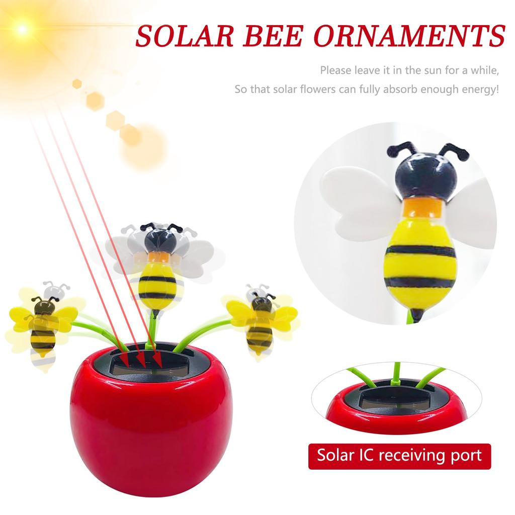 Solar Automatic Swing Sun Flower, Car Balcony Decoration, Bee Car Interior Decor