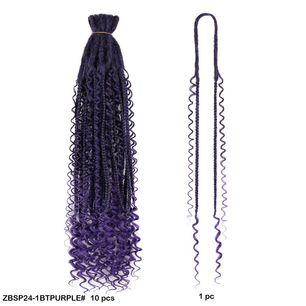 10 Stück/Los Häkelhaar Afro Göttin Böhmische Box Braids 24 Zoll Gehäkelte Box Braids mit River Locs Lockigen Enden Haar Synthetische Zöpfe