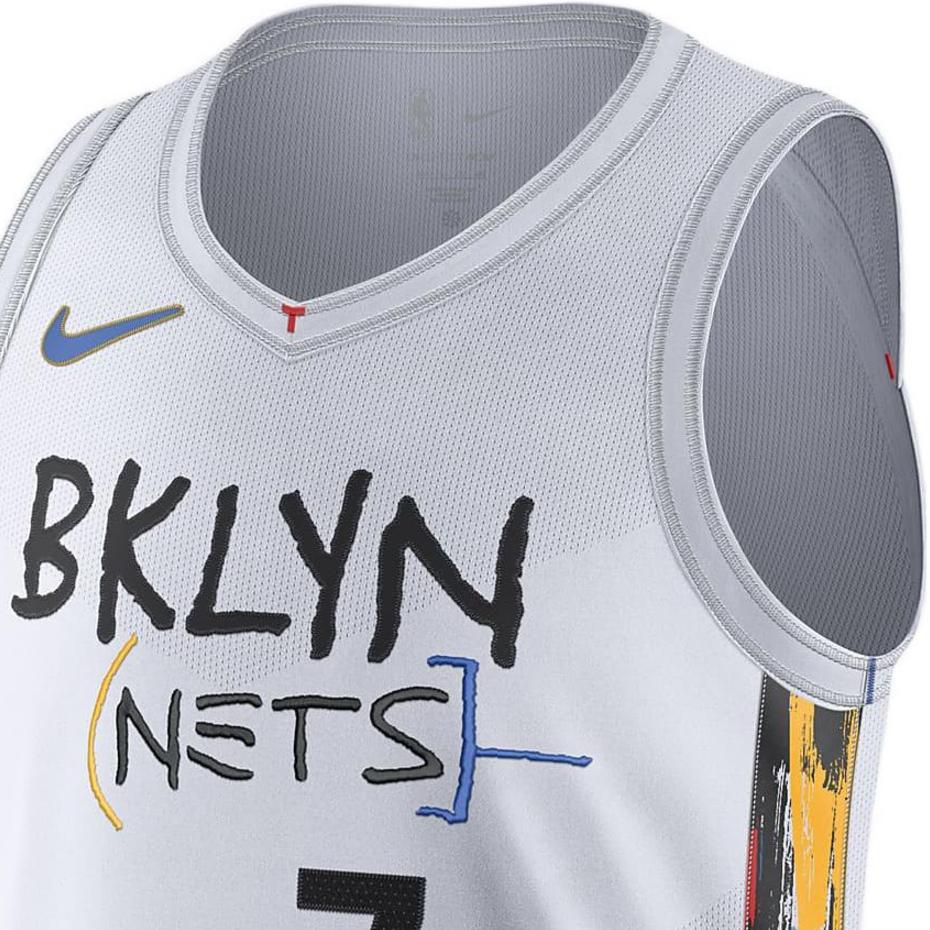 Nike NBA Quick-Dry Printed City Edition Jersey Basketball Vest, AU Player Version, 2022-23 Season, Nets, Durant No. 7 Unisex Tops White DQ0186-101