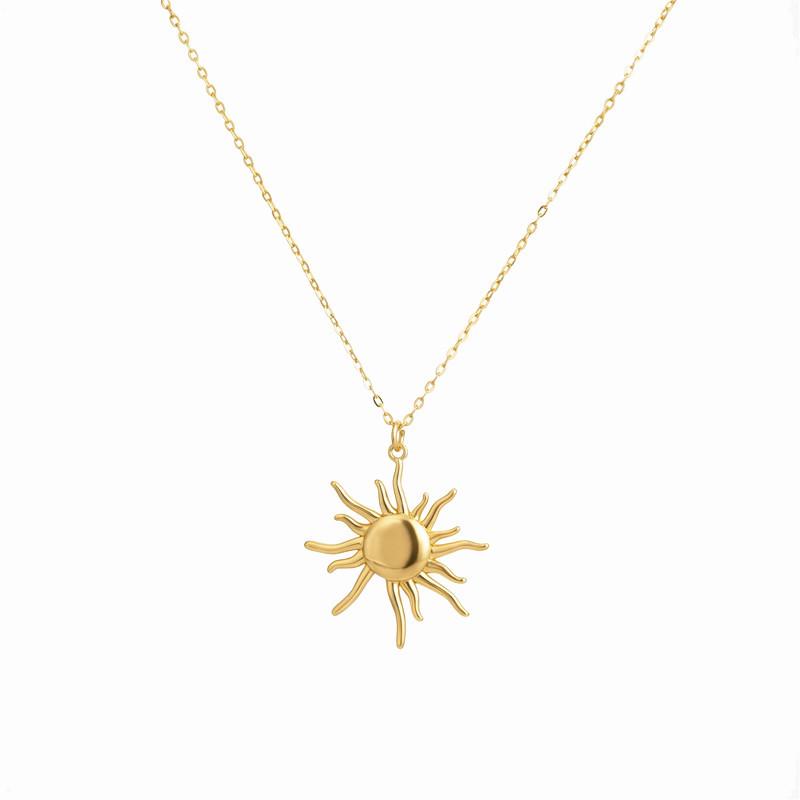 Colar Brilho Metálico Série Sol de Cobre - Corrente para Clavícula em Ouro 18k
