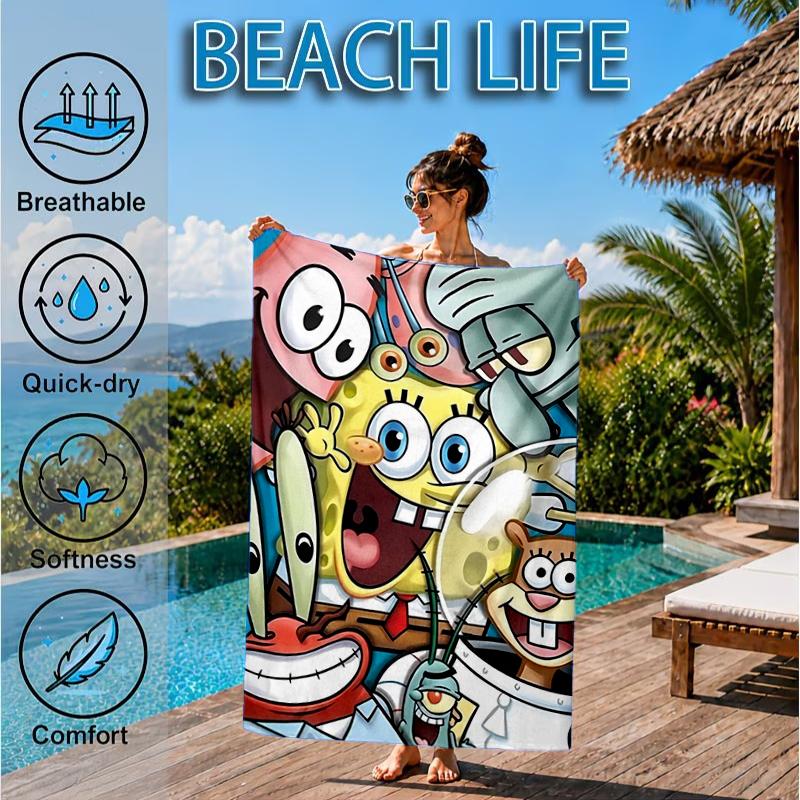 Sponge Expressions Pattern Beach Towel, Microfiber Beach Towel, Perfect For Pool, Beach, Travel, Home Decor Beach Party Fan Gifts