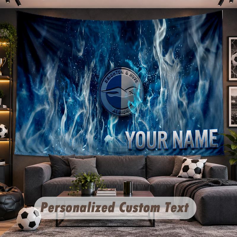 Brighton & Hove Albion Football Personalized Tapestry Support Custom Name, Wall Art Home Decoration
