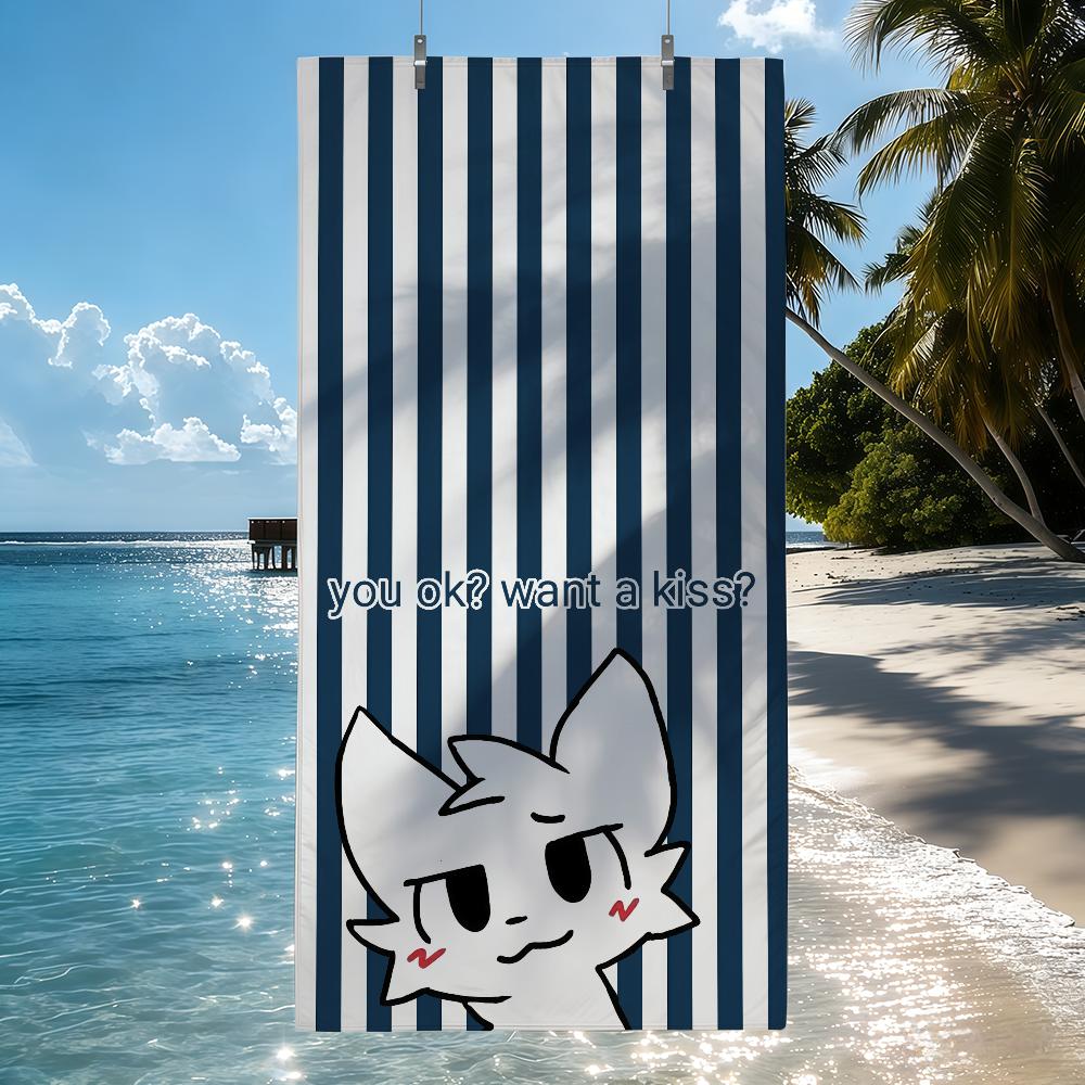 

Cartoon Studi01 Boy kisser Cat Towel Quick Drying Beach Towels Are Suitable For Swimming Pools Camping Yoga And The Gym W30*H60(CM)