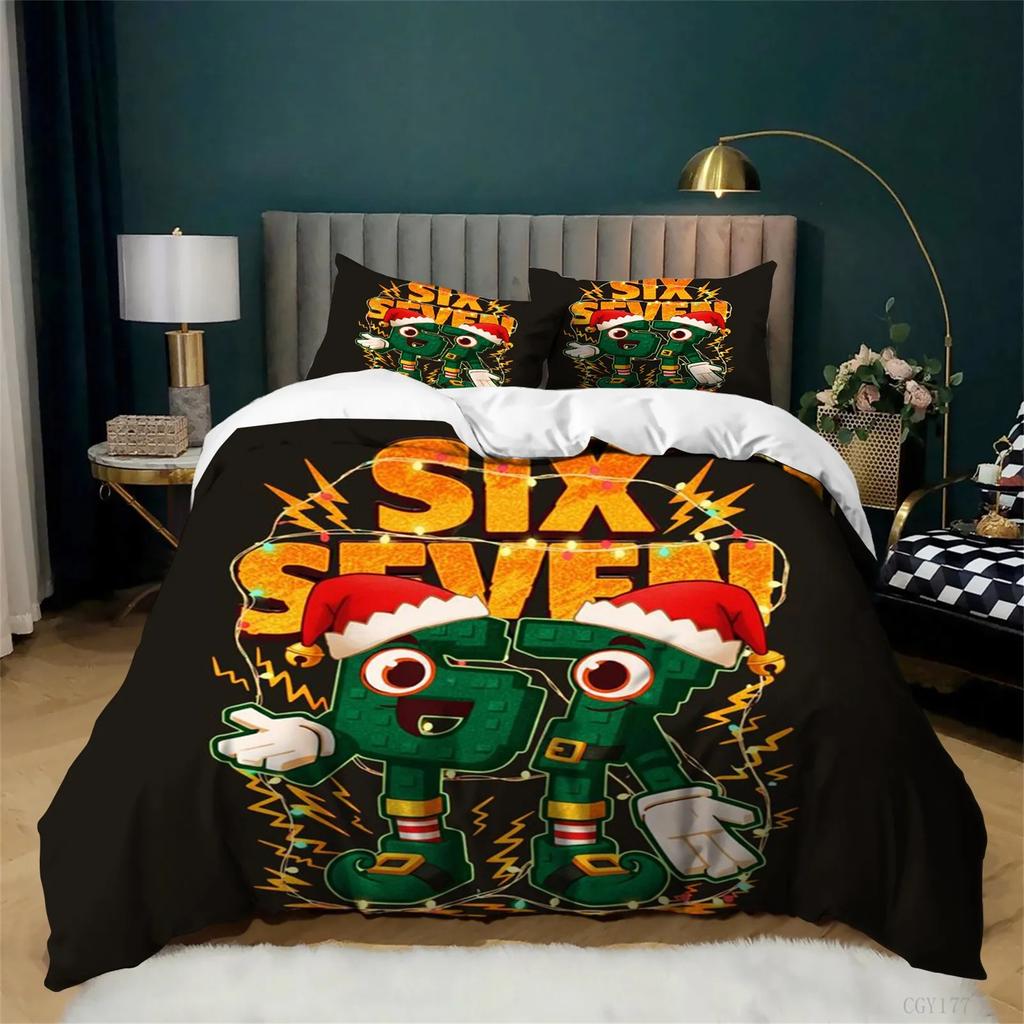 Duvet Cover Pillowcase Funny 67 Cartoon Bedding Set 3pcs Kids 3D Digital Print for Boys Teens Bedroom Single/Double Gift