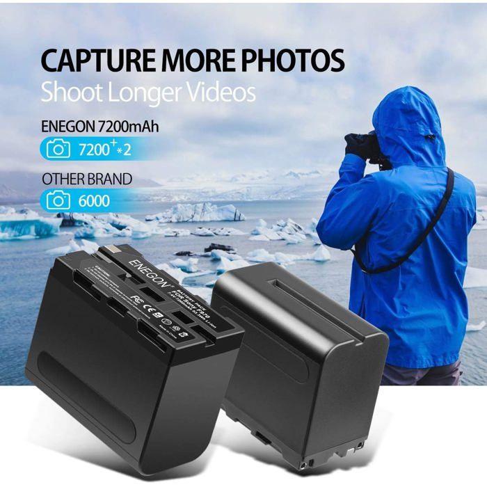 ENEGON Pack 2 Batteries NP-F970 8400mAh + Chargeur LCD pour Sony NP-F930/F950/F960 et Caméras CCD-SC55/TR516/TR716