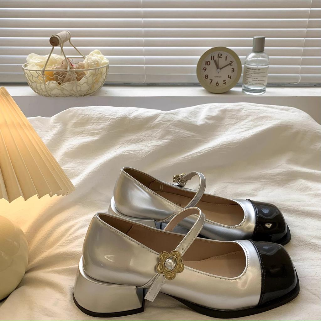 Fashion Mary Jane Shoes Women Pumps Square Head High Heels Spring Summer Metal Buckle Lolita Platform Shoes  Womens Shoes