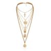 European and American Accessories, Personalized Geometric Cross Embossed Necklace, Exaggerated Retro Multi-layered Long Portrait Necklace