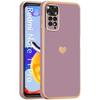 Case for Xiaomi Redmi Note 11 Pro 4G-5G and Note 12 Pro 4G, Purple, Shockproof Silicone with Plated Heart Love Pattern