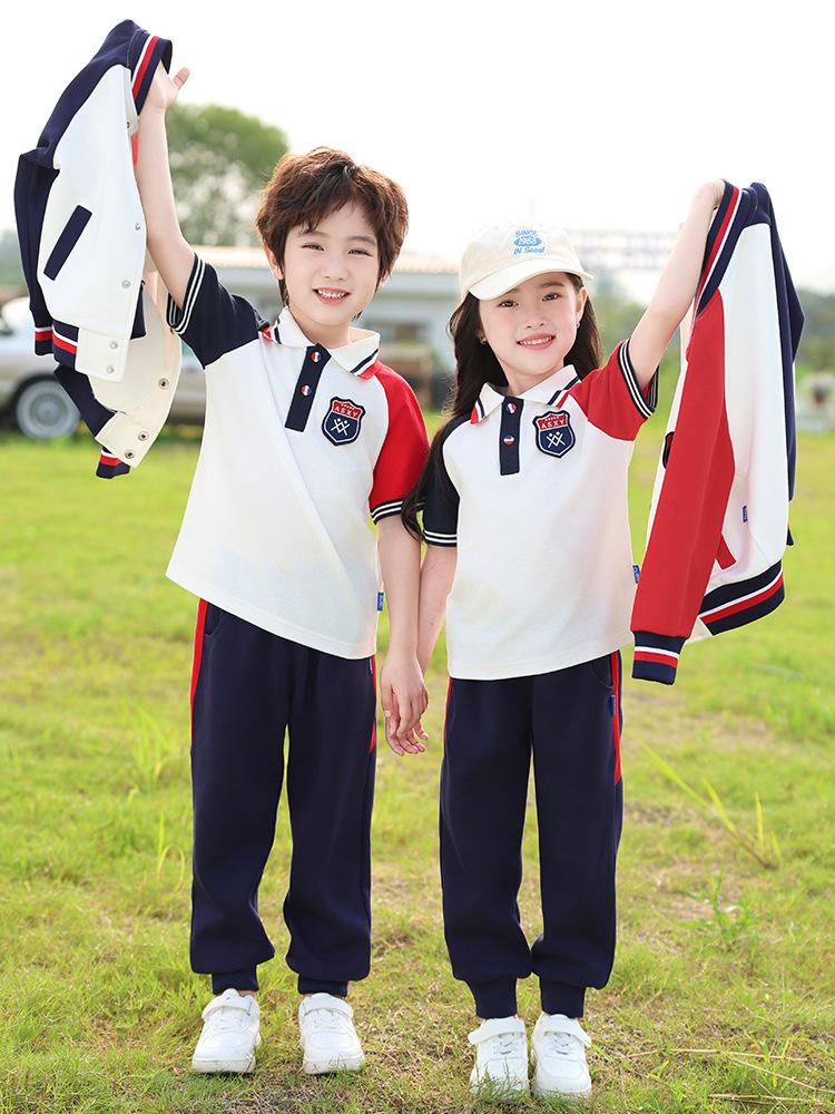 Children's Academy Style Color Block School Uniform, Long Sleeve Three-Piece Set for Spring, Autumn, and Winter