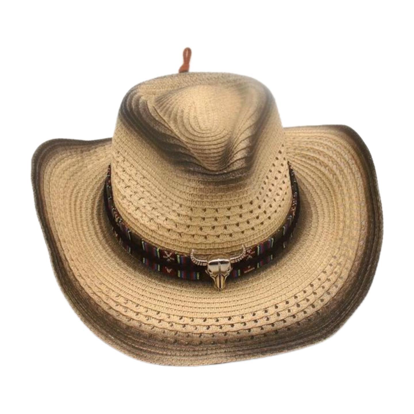 

Spring And Summer Beach Windproof Straw Hat Men And Women Western Denim Straw Hat Sun Protection one size fits all