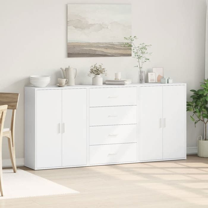 VidaXL Buffets 3 pcs blanc 60x31x84 cm bois d'ingénierie, armoire de rangement, meuble d'entrée, meuble d'appoint, meuble de 3276574