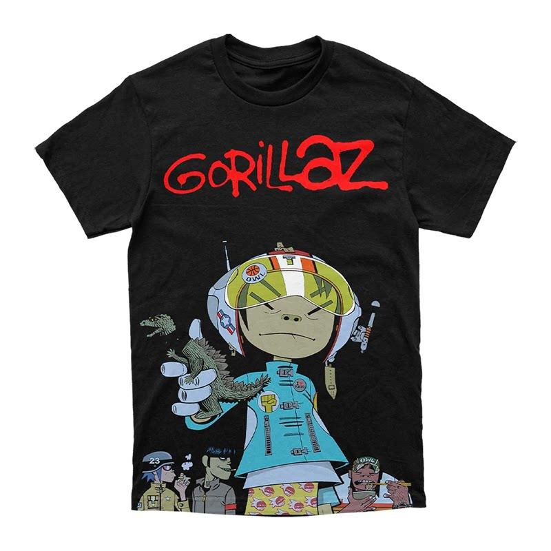 Pop British Virtual Band Gorillaz Casual High Street Short-sleeved Pure Polyester Printed T-shirt for Europe and America