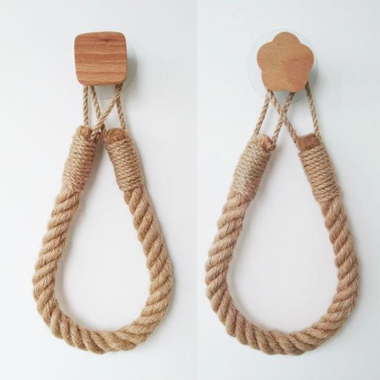 Tissue Roll Holder Rustic Design No Drilling Required Simple Installation Jute Rope Roll Holder Paper Organizer