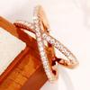 Huitan Fashion Cross Finger Rings for Women 3 Metal Colors Paved Dazzling Cubic Zirconia Simple Stylish Female Rings Hot Zircon