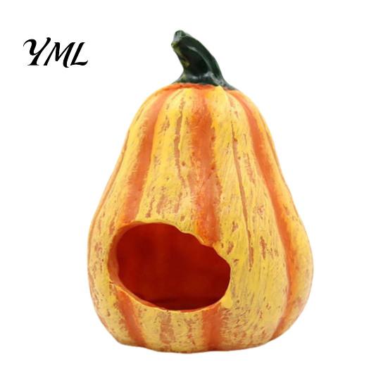 Aquarium Cave for Small Fish Pumpkin Hideout, Halloween Tank Decoration, Resin Jack-O-Lantern Decorative Habitat Hide Betta Shrimp Aquatic