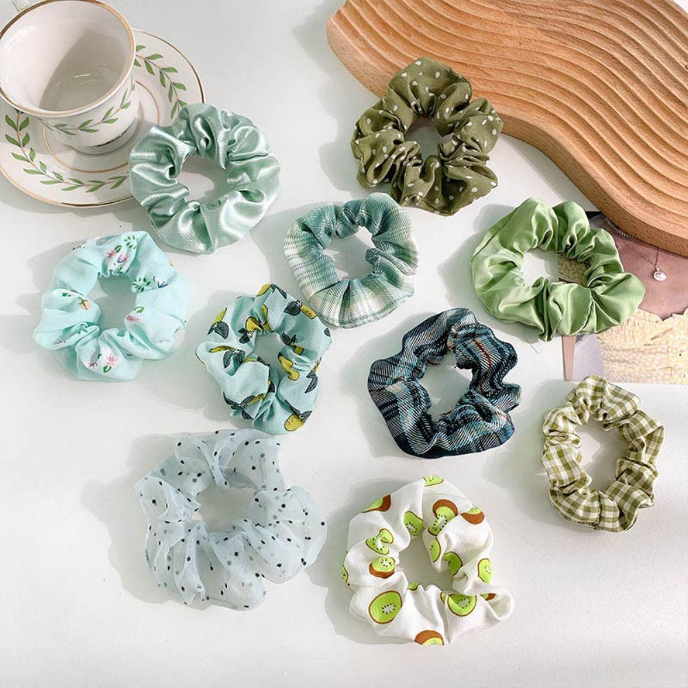10Pcs Plaid Pattern Hair Scrunchies Cute Hair Bands Large Intestine Hair Tie For Women
