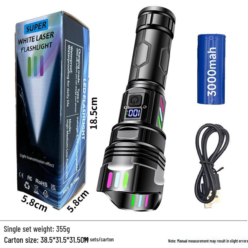 Rechargeable Long-Range Tactical Laser Flashlight: Super Bright, Portable, Telescopic, Outdoor Use