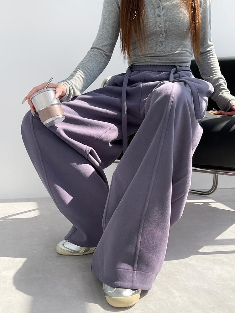 Premium Women's Cotton Wide-Leg Drawstring Pants - Versatile Fall/Winter Casual Wear