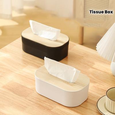 Nordic Wooden Lid Tissue Box Storage Organizer for Living Room Desk with Multi Compartment Mask Holder Modern Home Decor