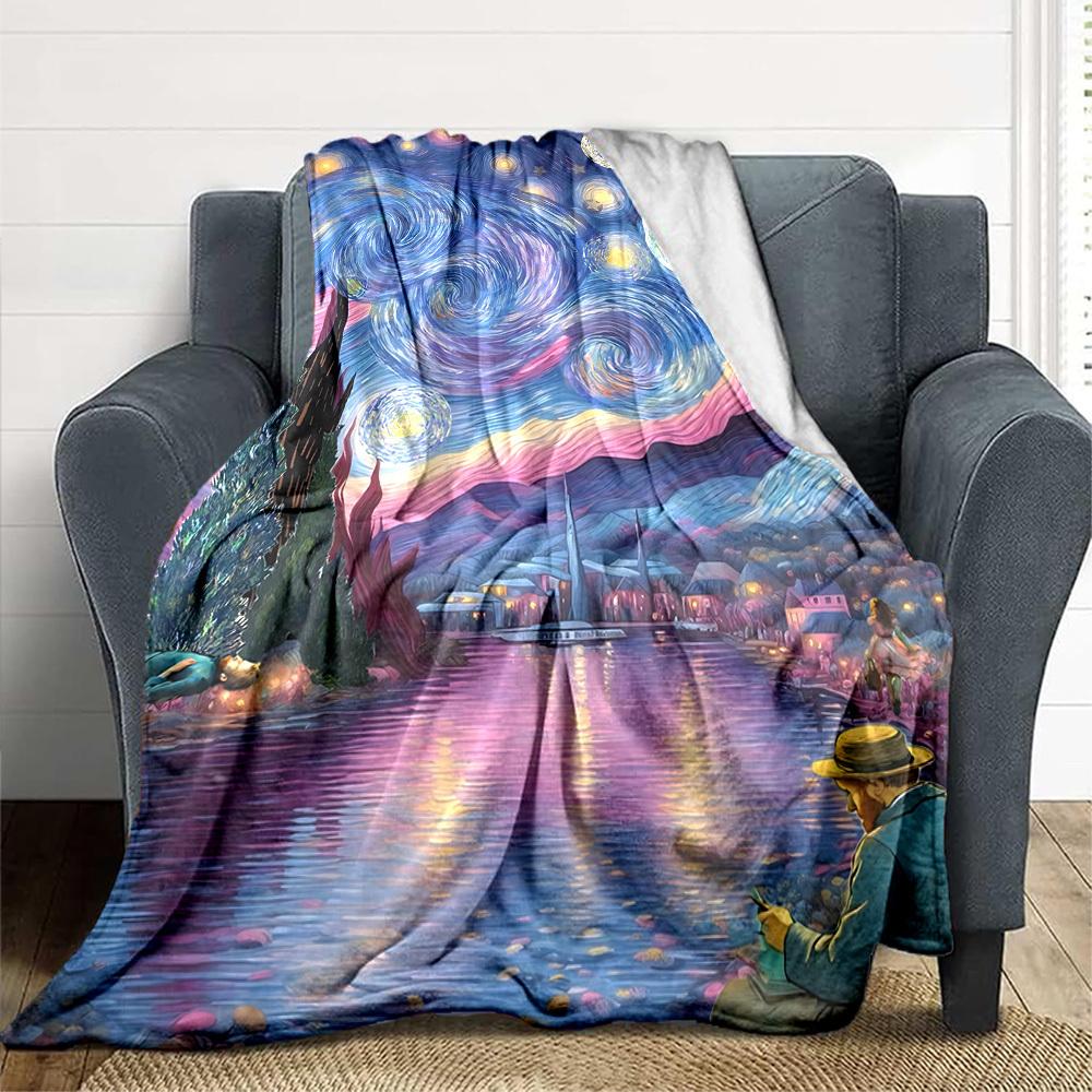 1pc Impressionist Painting Blanket Warm, Cozy, And Soft, Suitable for Sofas, Beds, Cars, And Office Use.Perfect for Camping And Travel, Making It a Gr
